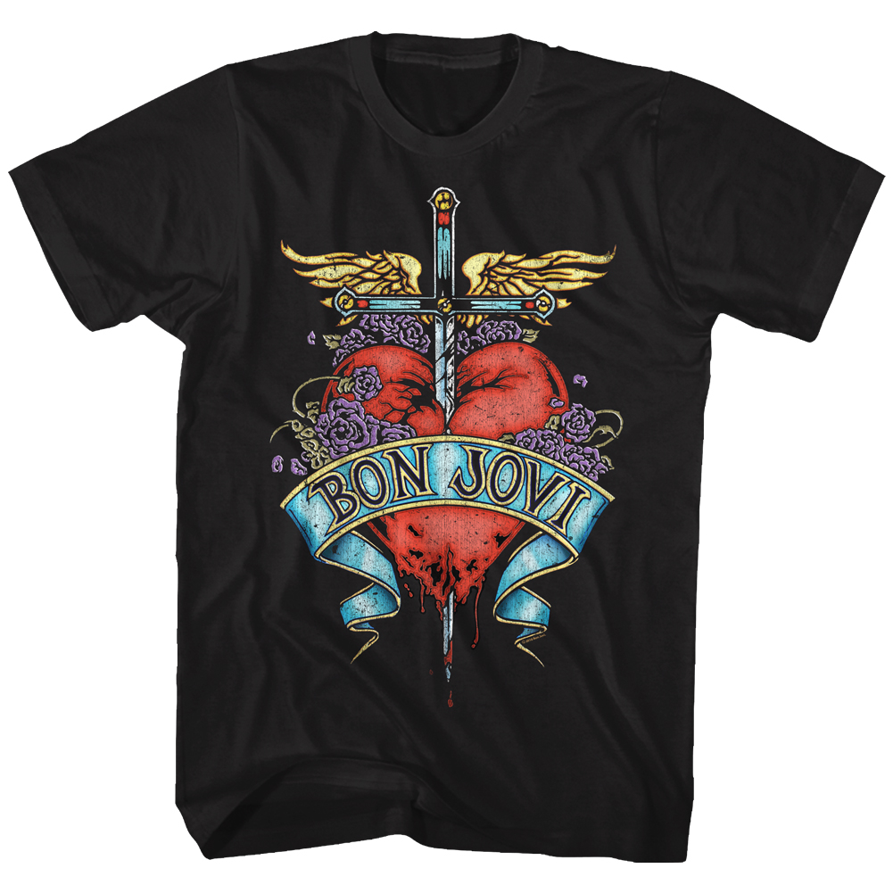 Bon Jovi T-Shirt Heart Black Tee | eBay